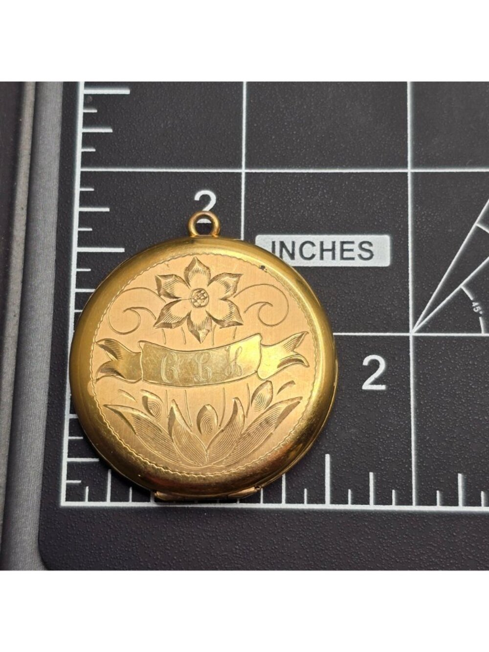 Victorian Revival Gold Filled Locket Pendant Round Floral Engraved 1974 - Picture 10 of 15